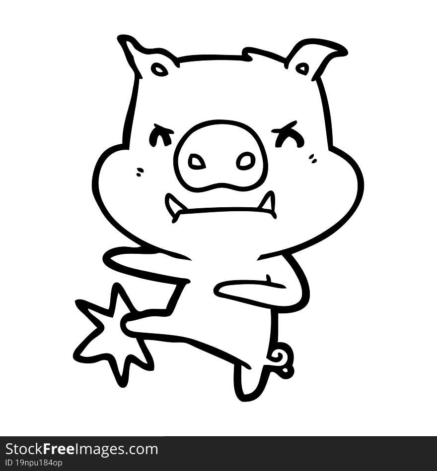 angry cartoon pig karate kicking. angry cartoon pig karate kicking