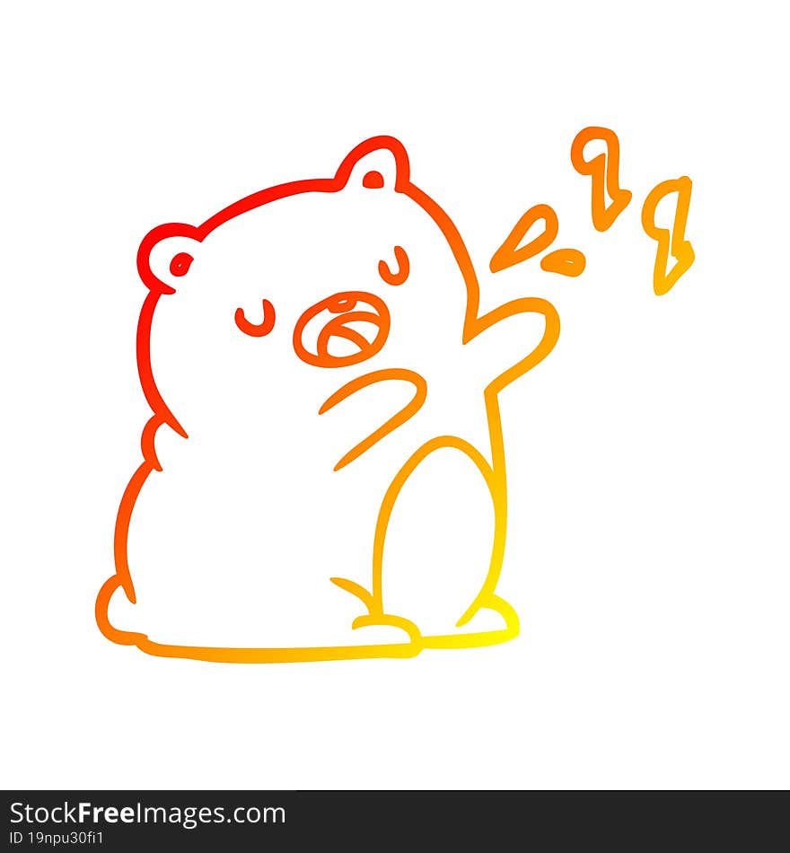 warm gradient line drawing of a bear singing a song