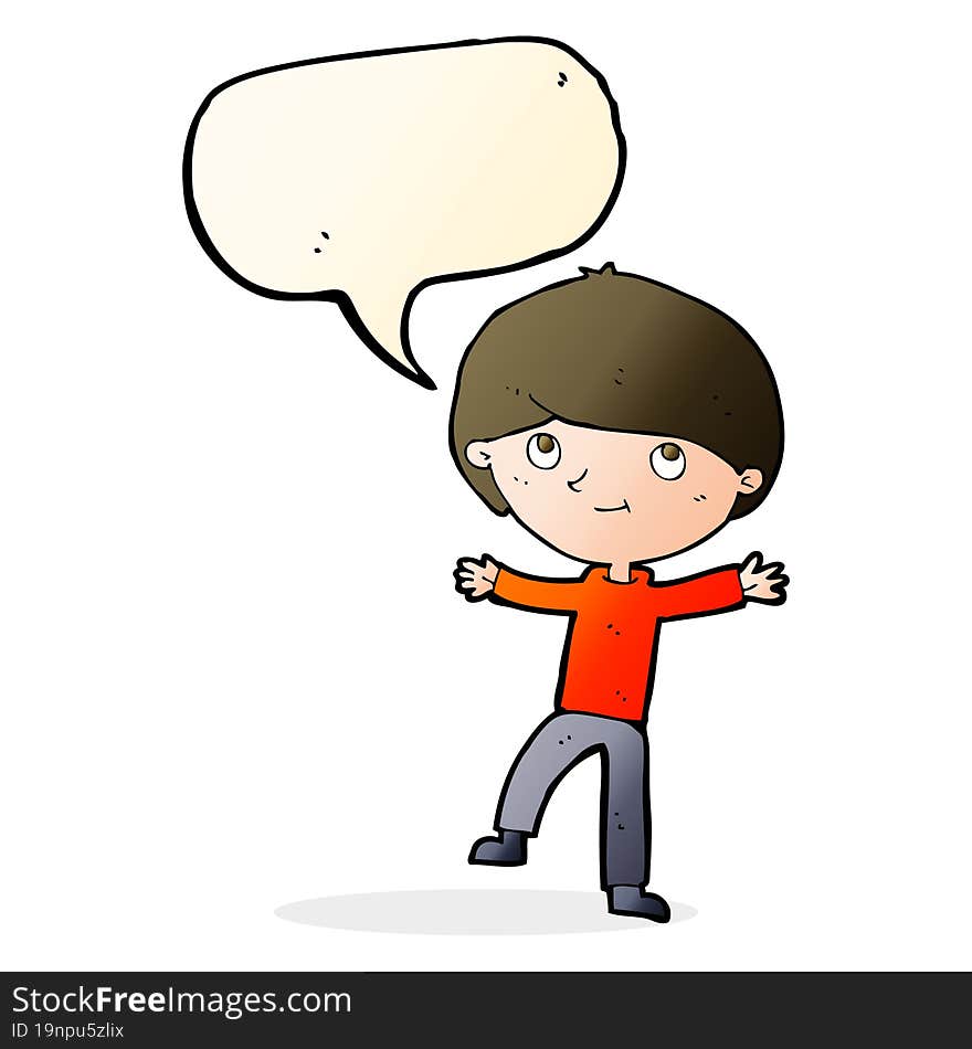 Cartoon Excited Boy With Speech Bubble