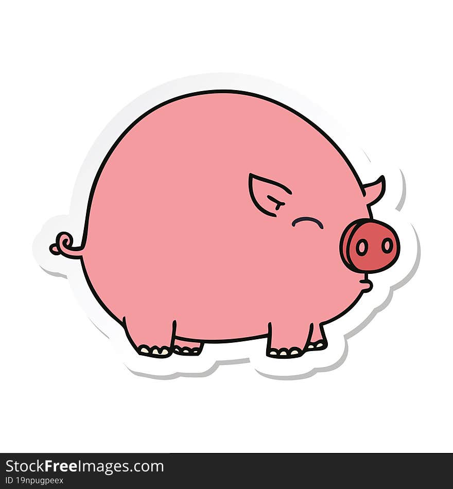 sticker of a quirky hand drawn cartoon pig