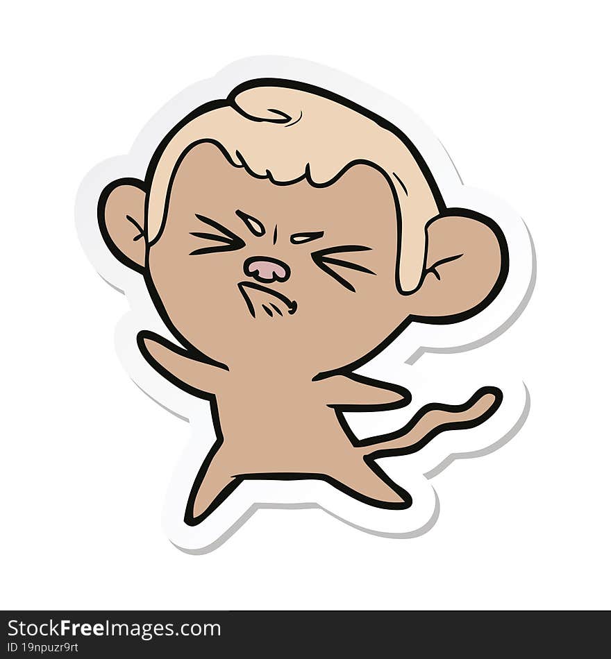 sticker of a cartoon angry monkey