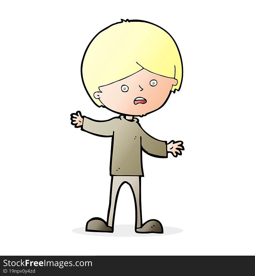 cartoon unhappy boy