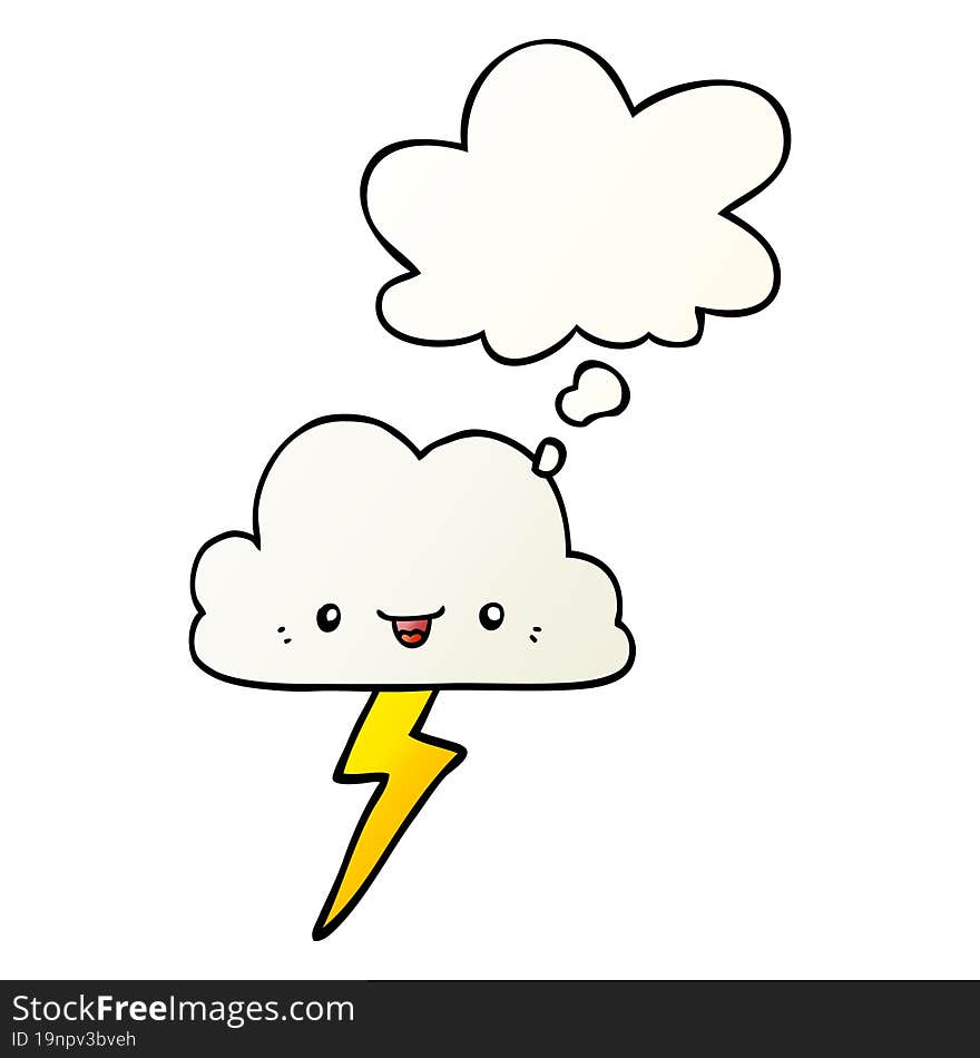 Cartoon Storm Cloud And Thought Bubble In Smooth Gradient Style