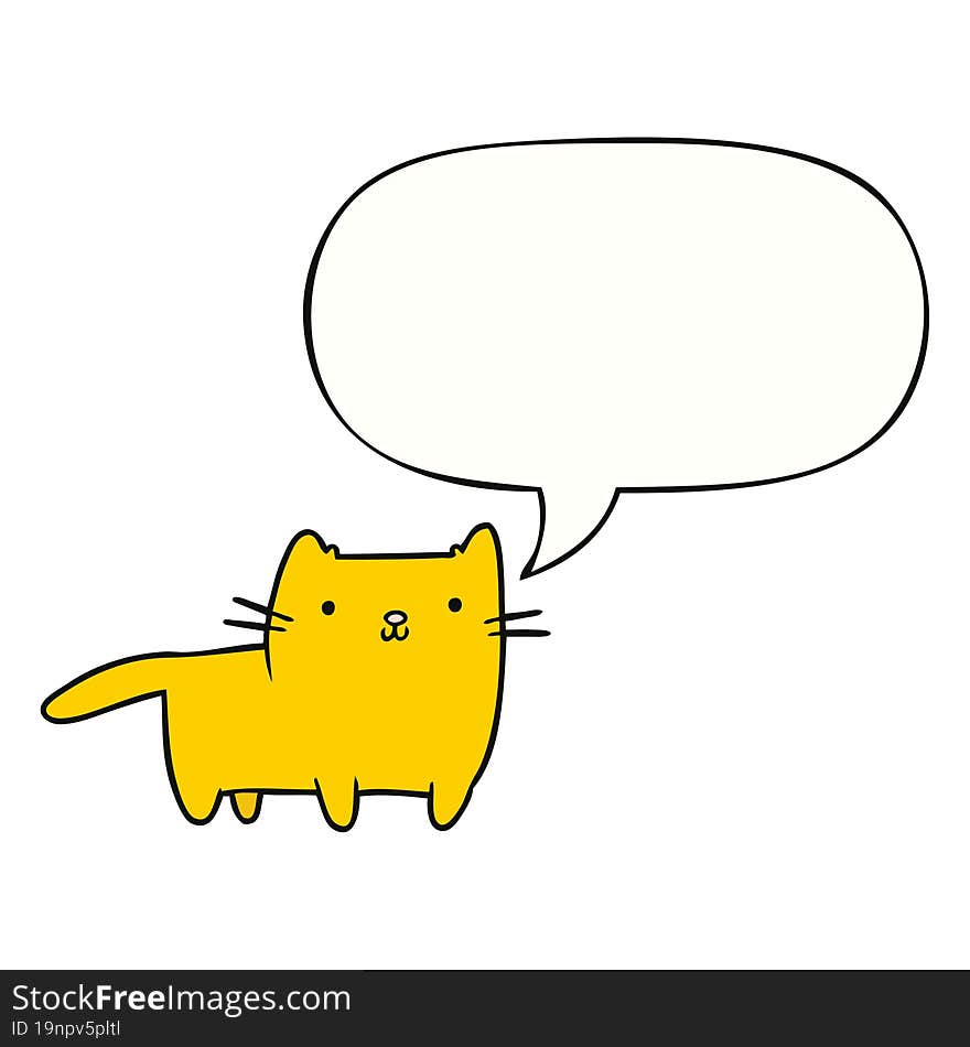 Cartoon Cat And Speech Bubble