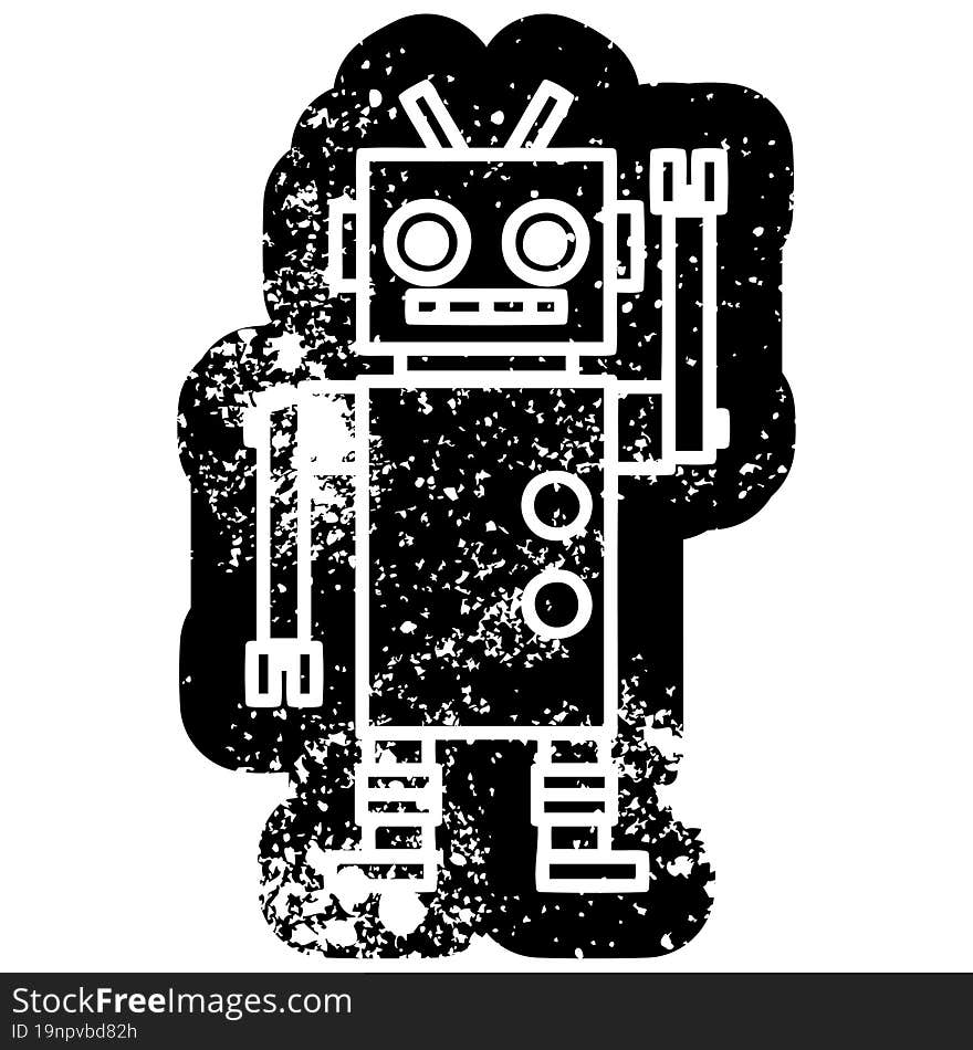 dancing robot distressed icon