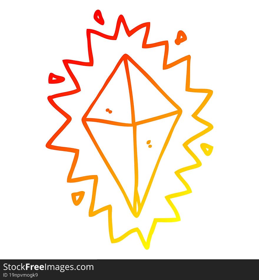 Warm Gradient Line Drawing Cartoon Diamond