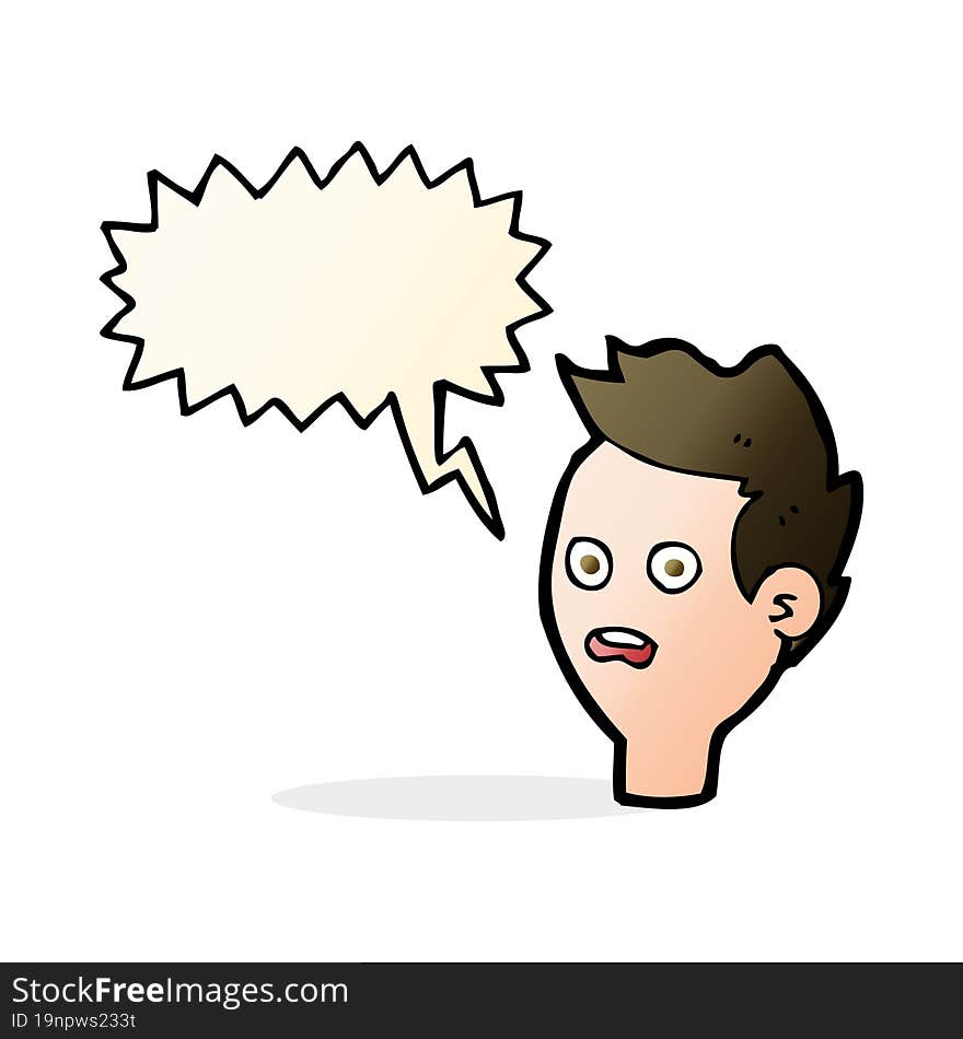 Cartoon Shocked Man With Speech Bubble