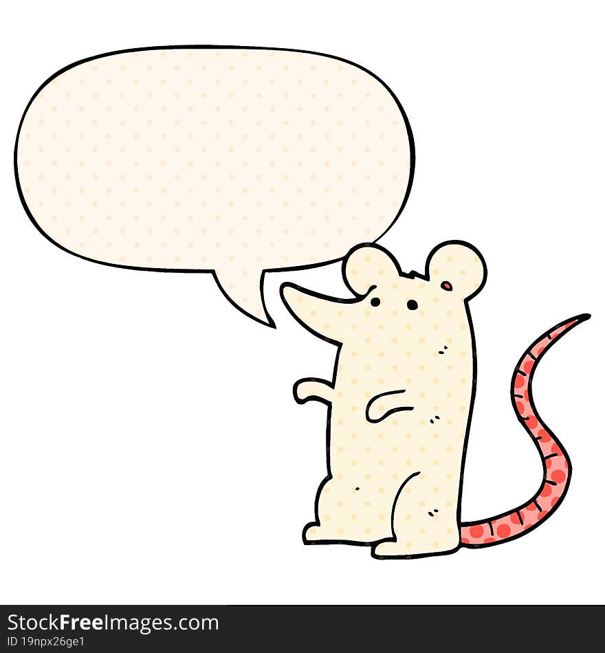 cartoon rat with speech bubble in comic book style