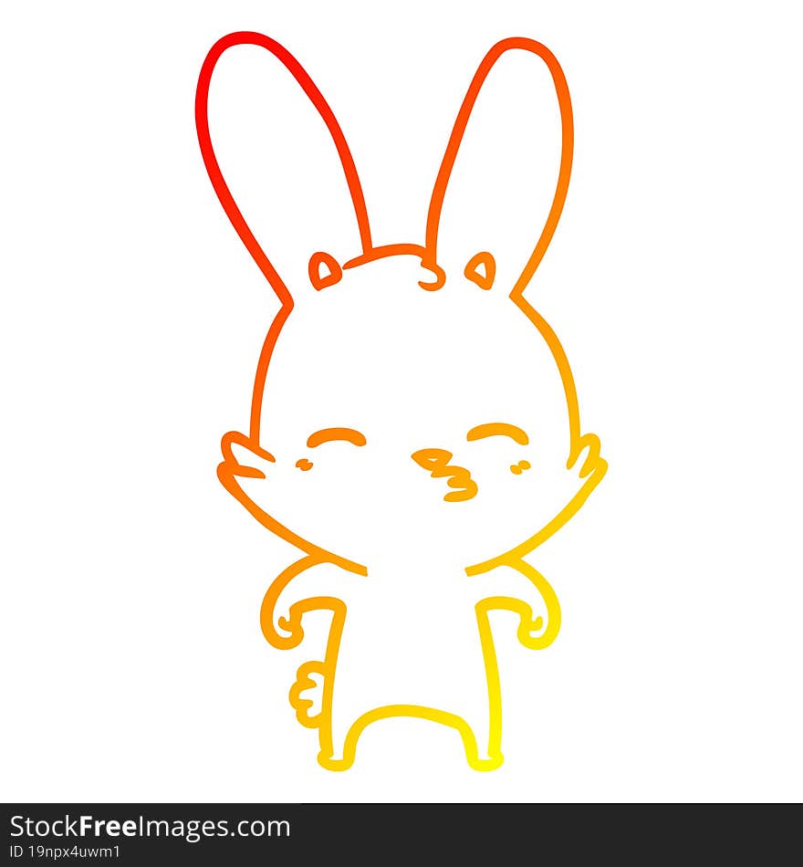 warm gradient line drawing curious bunny cartoon