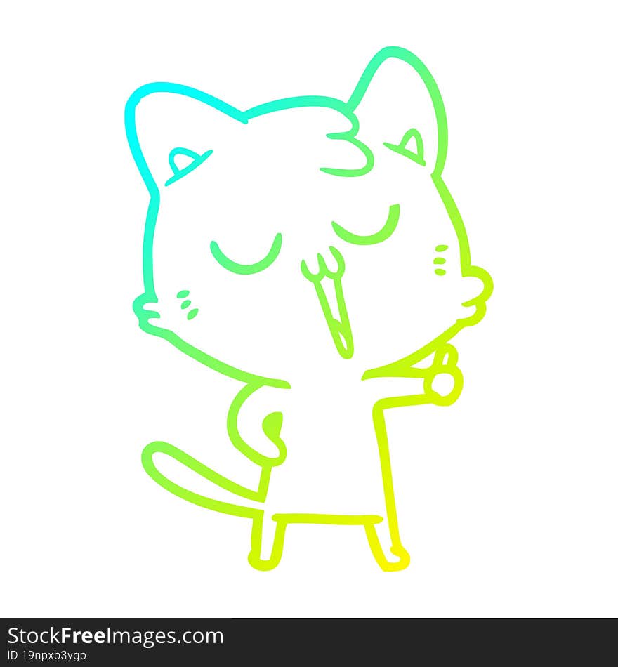 cold gradient line drawing cartoon cat singing