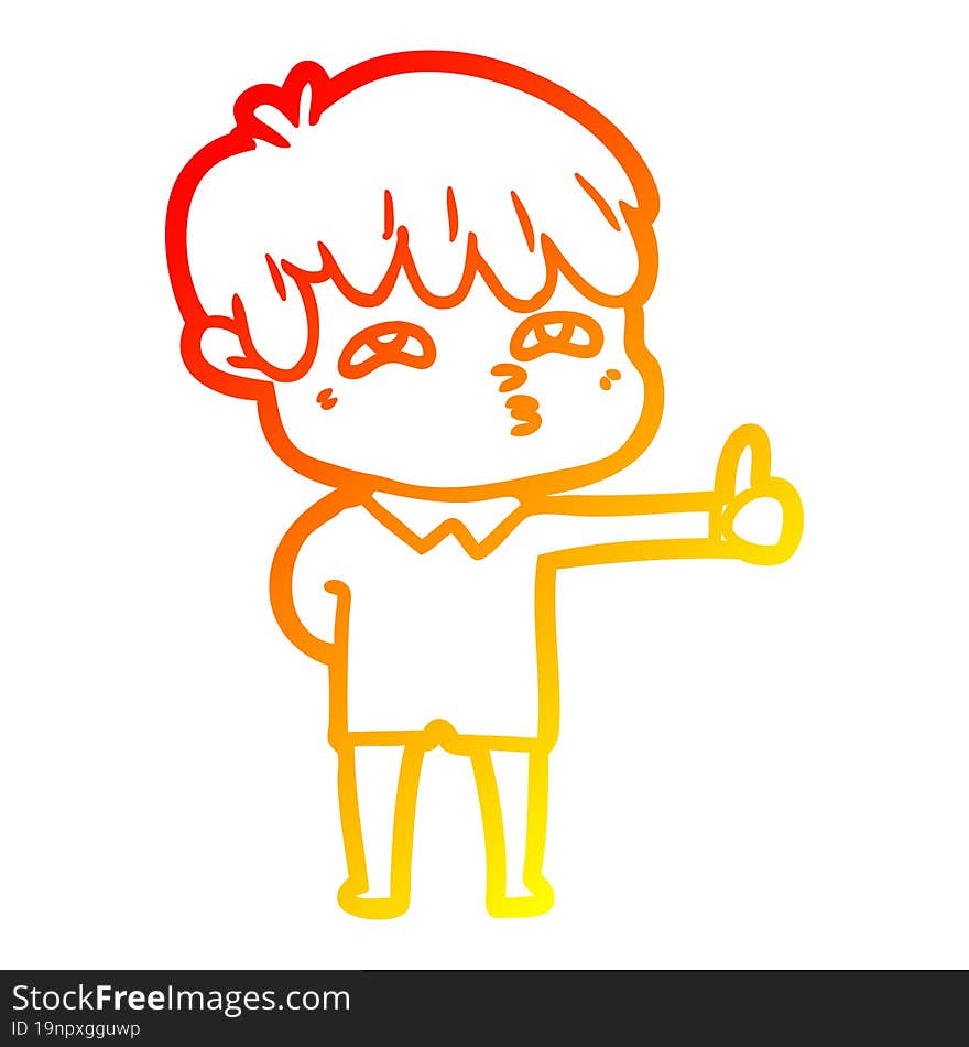 warm gradient line drawing cartoon curious man