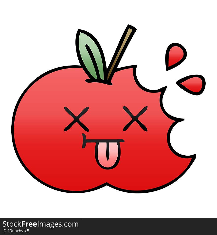 gradient shaded cartoon red apple