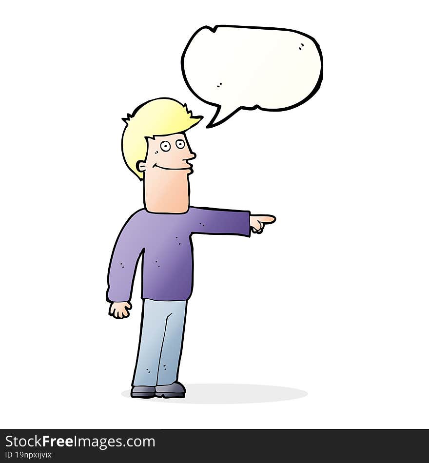 cartoon man pointing with speech bubble