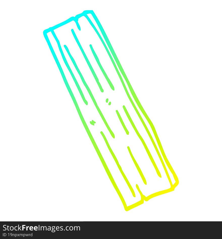 Cold Gradient Line Drawing Cartoon Plank Of Wood