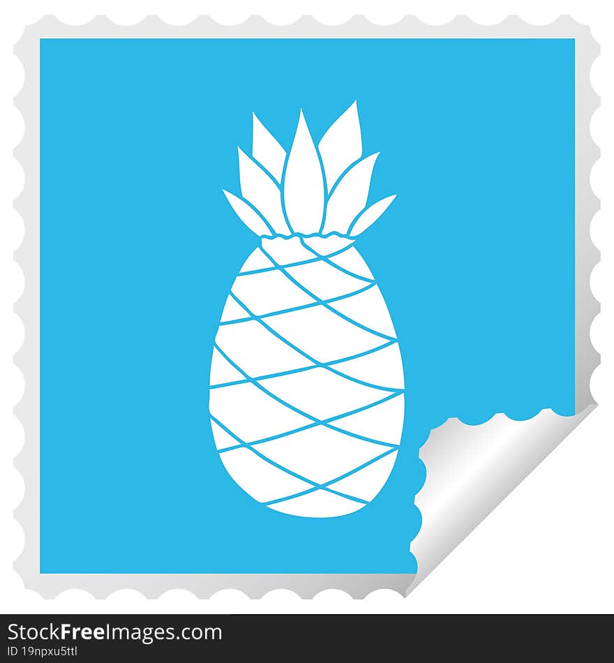 quirky square peeling sticker cartoon pineapple