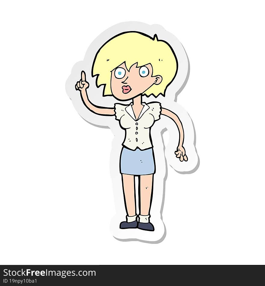 sticker of a cartoon woman with question