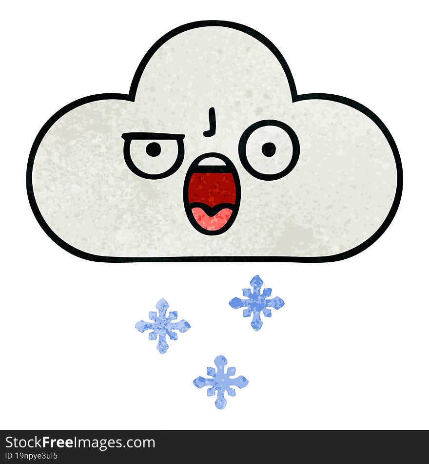 retro grunge texture cartoon of a snow cloud