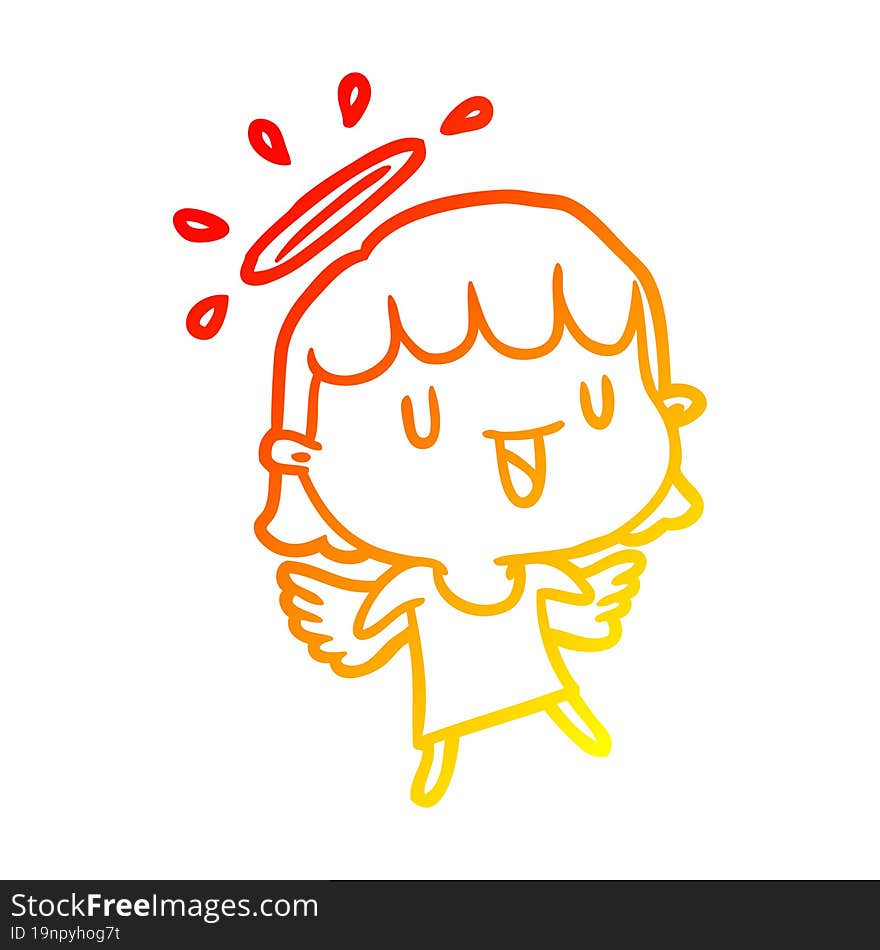 Warm Gradient Line Drawing Cute Angel