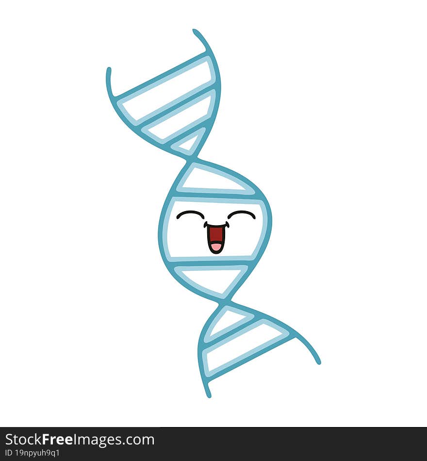 flat color retro cartoon of a DNA strand