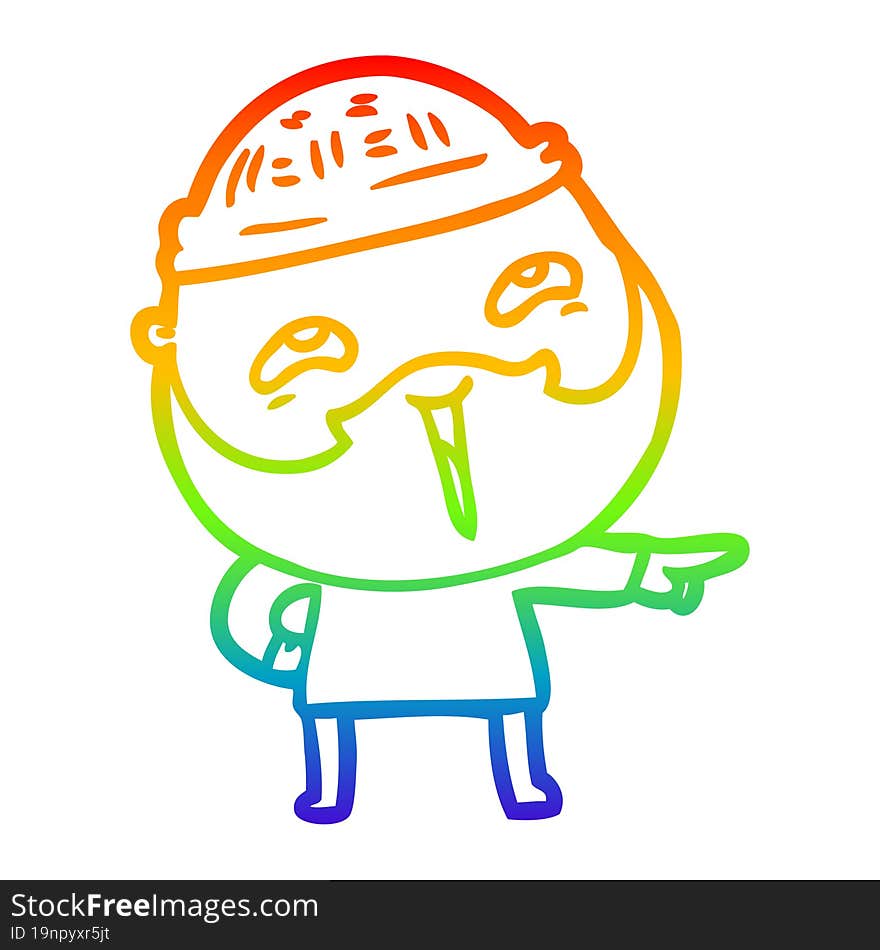 rainbow gradient line drawing cartoon happy bearded man