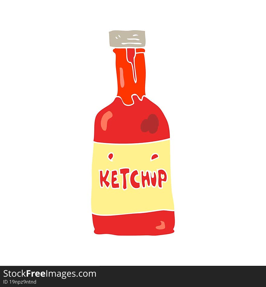 flat color illustration of a cartoon ketchup