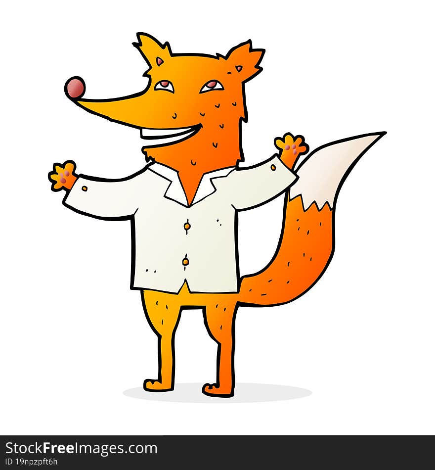 cartoon happy fox wearing shirt