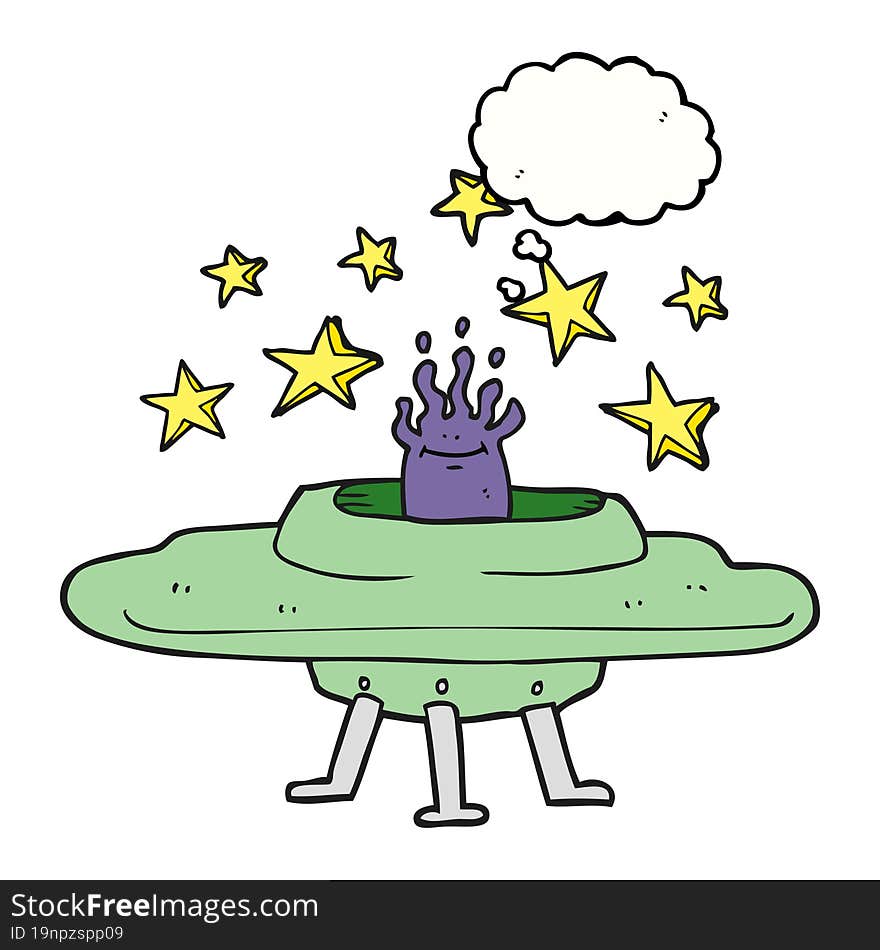 Thought Bubble Cartoon Flying Saucer