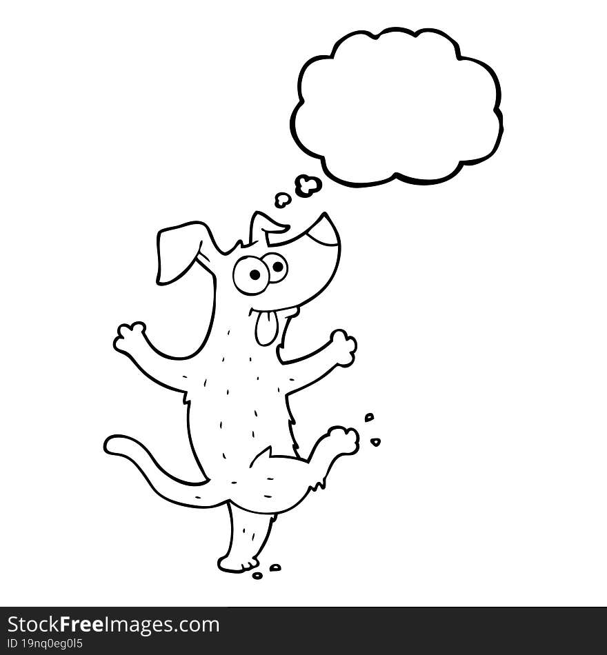 freehand drawn thought bubble cartoon dancing dog