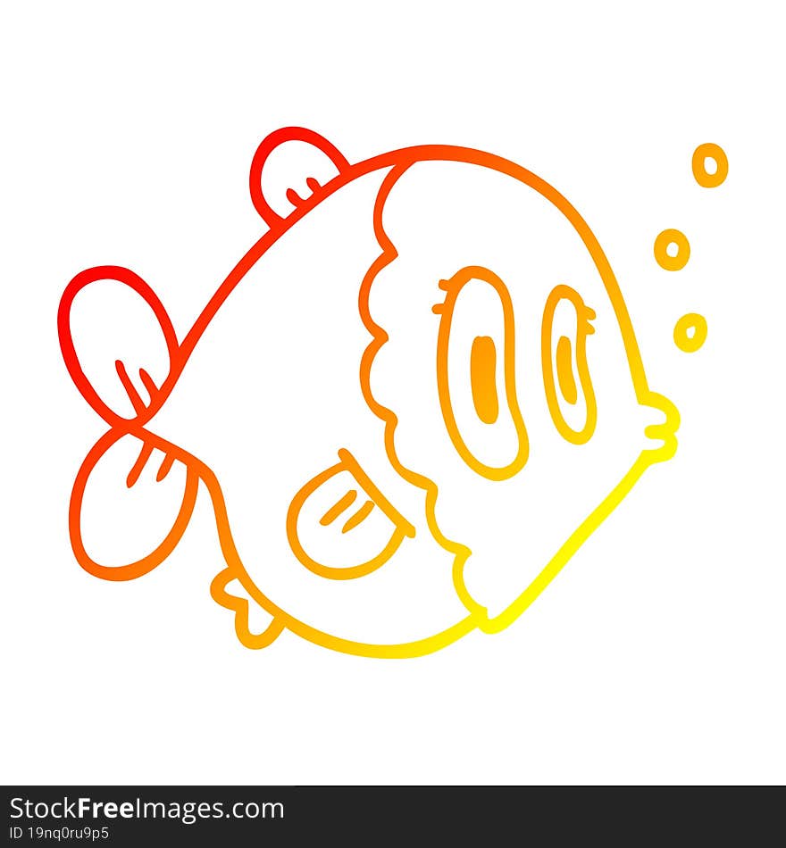 warm gradient line drawing cartoon fish