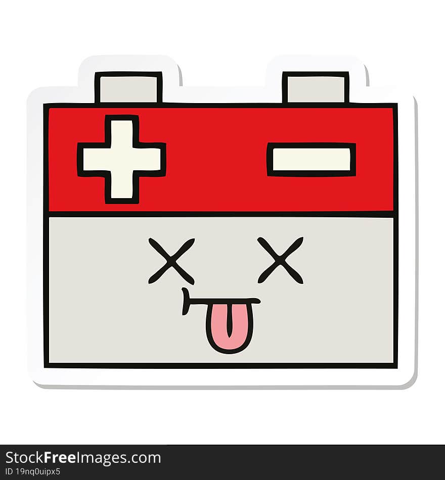 Sticker Of A Cute Cartoon Car Battery