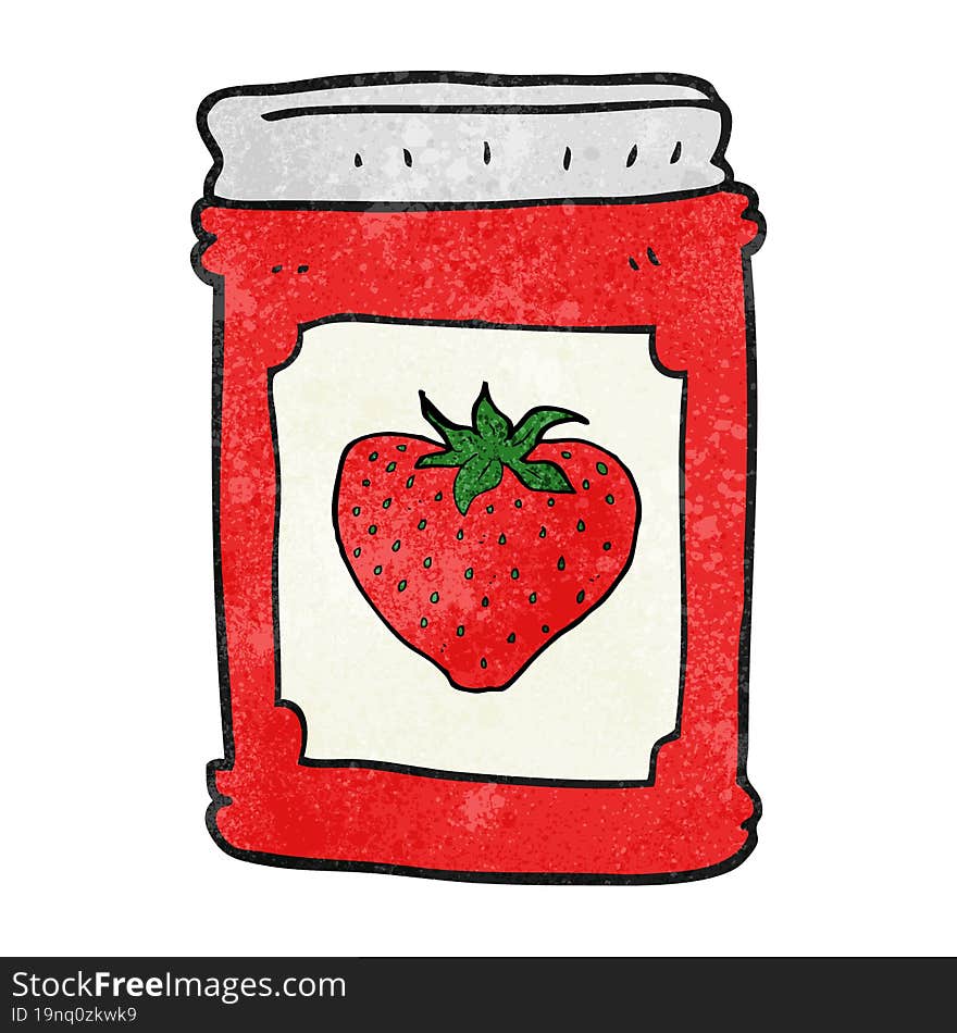 textured cartoon strawberry jam jar