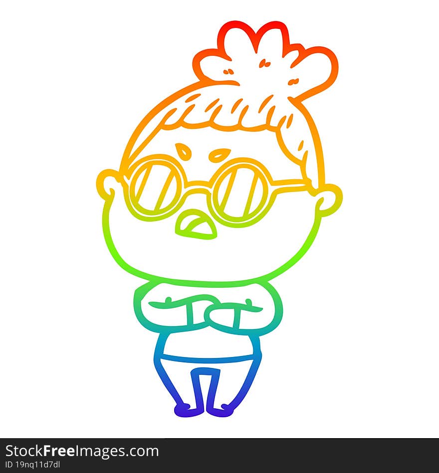 rainbow gradient line drawing cartoon annoyed woman