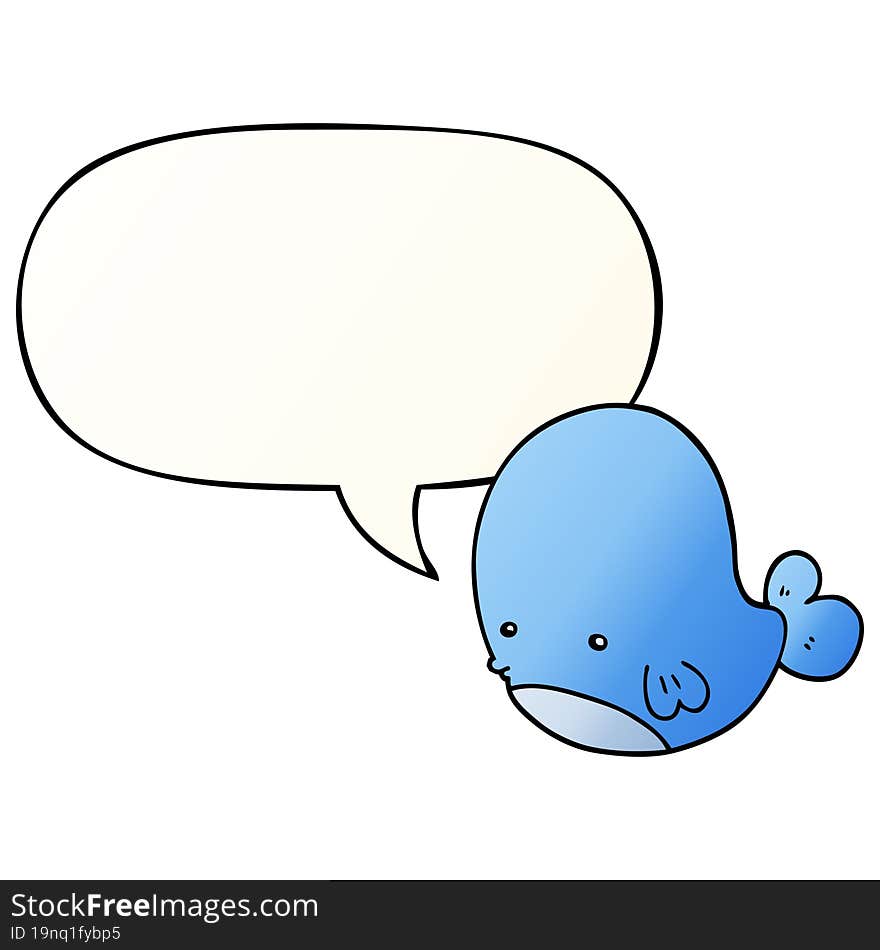 cartoon whale and speech bubble in smooth gradient style