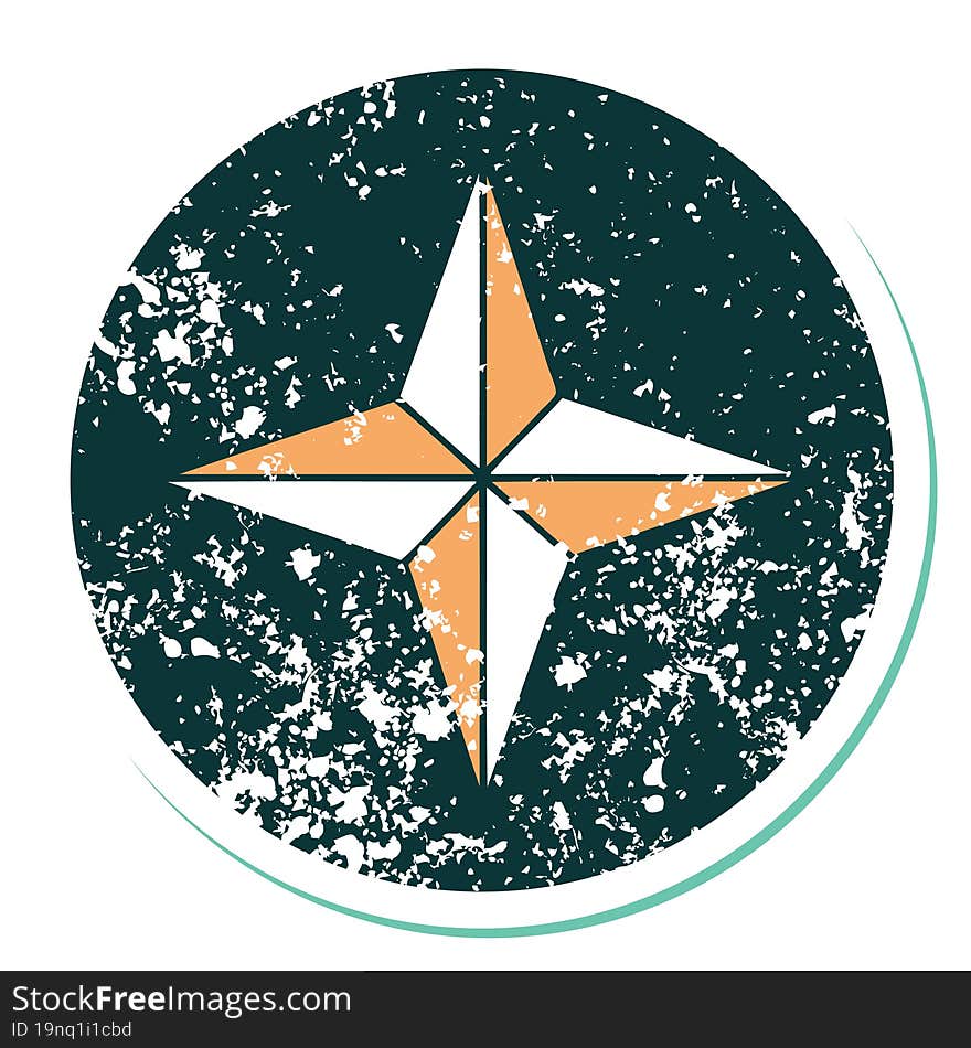 Distressed Sticker Tattoo Style Icon Of A Star