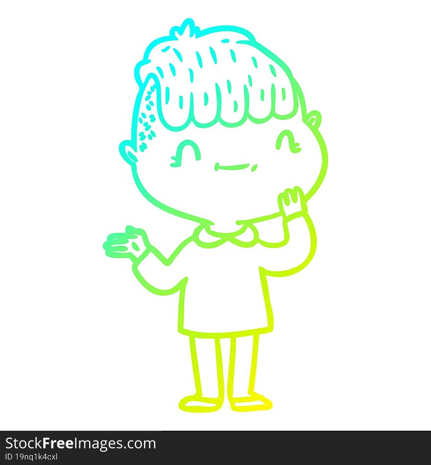 cold gradient line drawing cartoon friendly boy