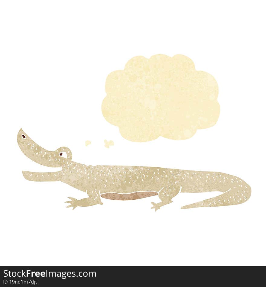 Cartoon Happy Crocodile With Thought Bubble