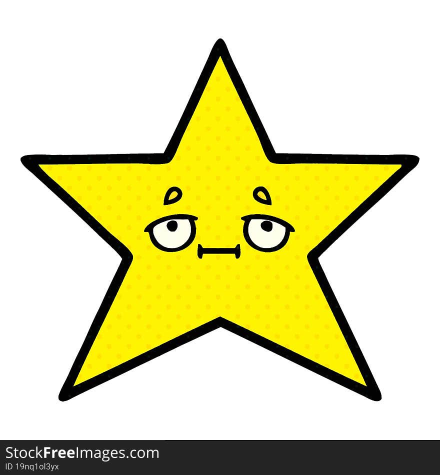 Comic Book Style Cartoon Gold Star