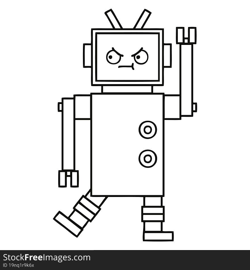 line drawing cartoon of a robot. line drawing cartoon of a robot