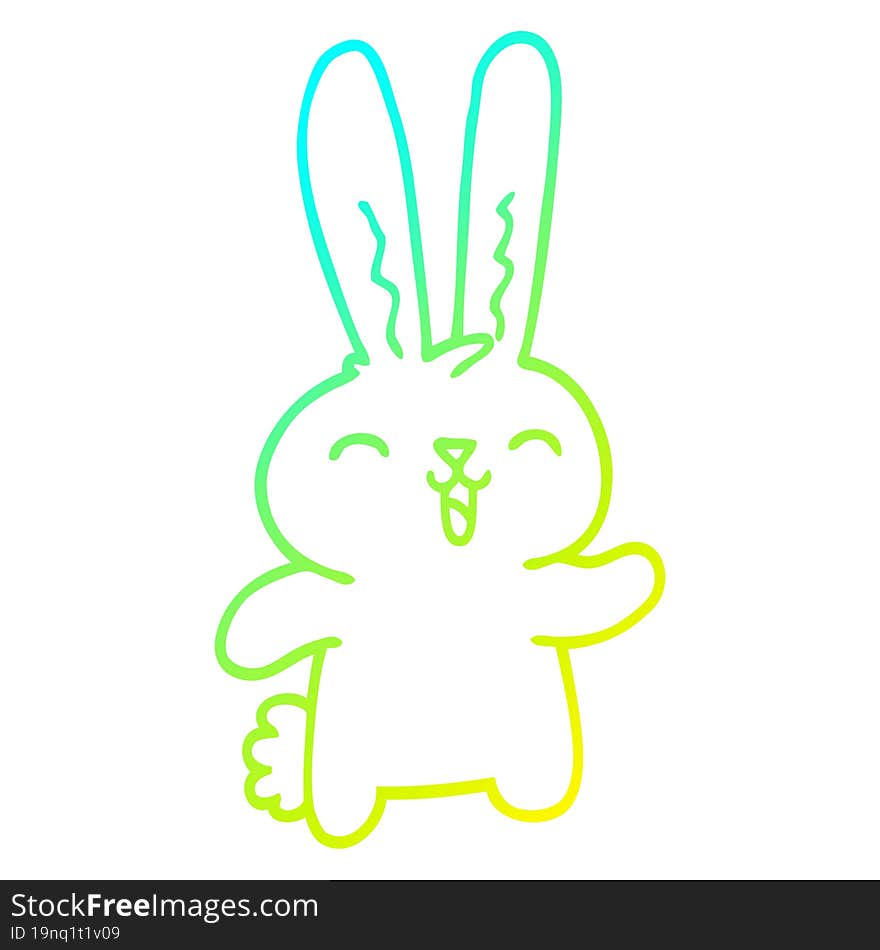 cold gradient line drawing cartoon happy rabbit