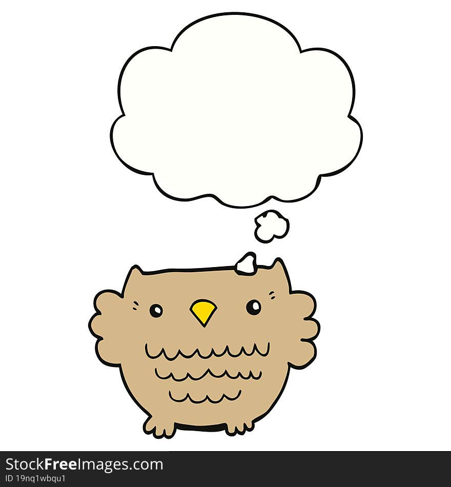 cartoon owl and thought bubble