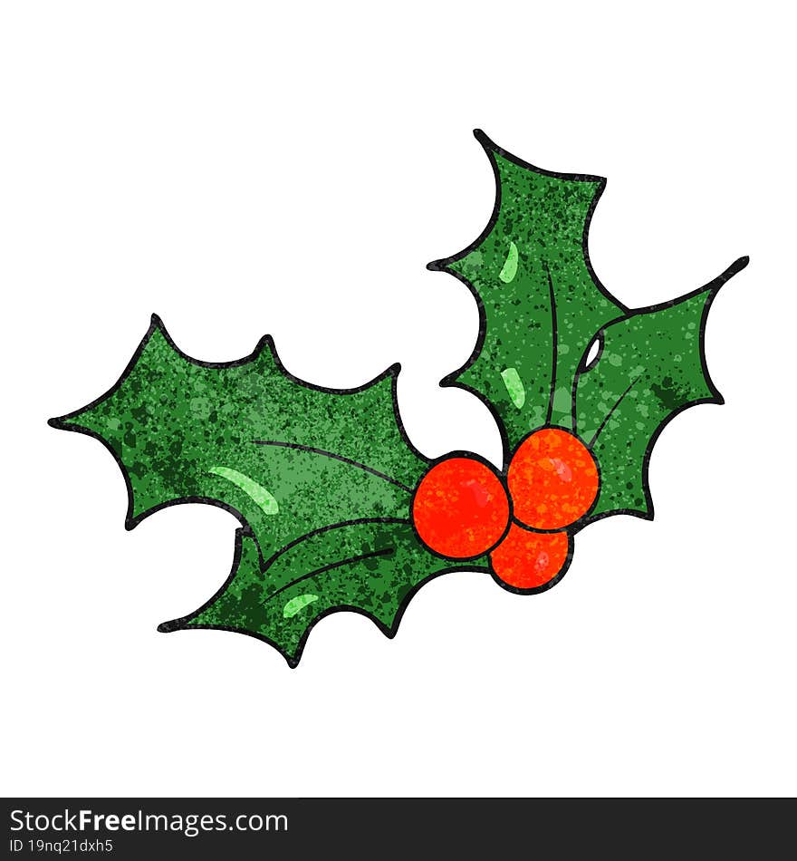 textured cartoon christmas holly