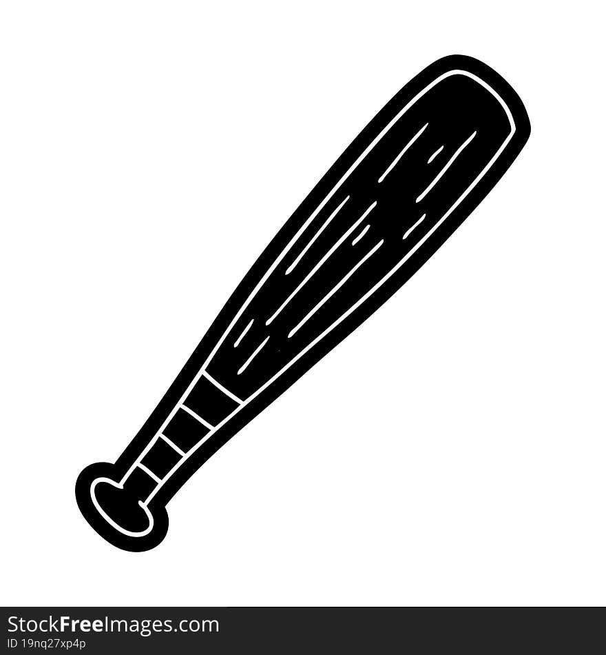 Cartoon Icon Drawing Of A Baseball Bat