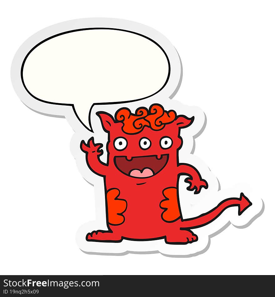 Cartoon Halloween Monster And Speech Bubble Sticker