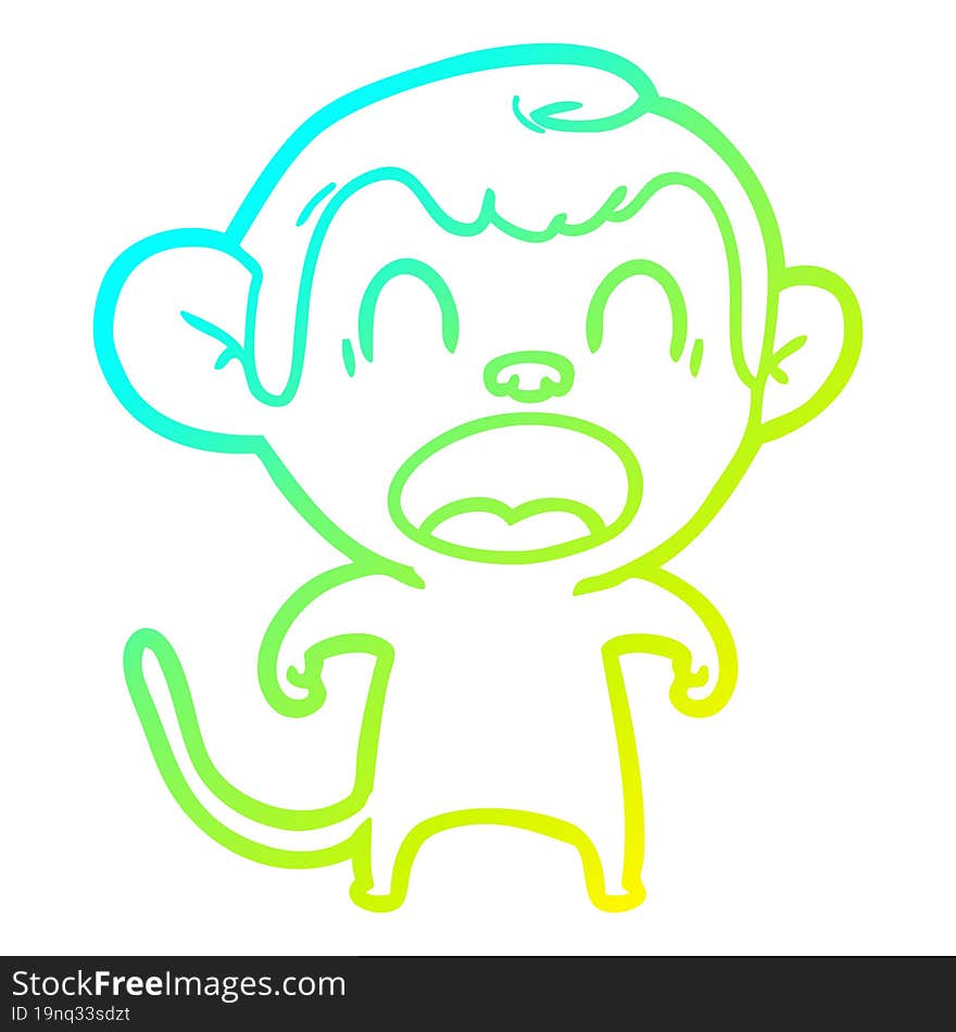 cold gradient line drawing shouting cartoon monkey