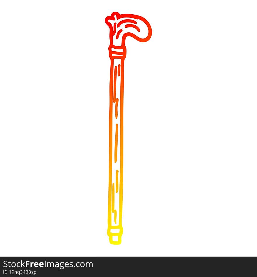 warm gradient line drawing cartoon walking stick