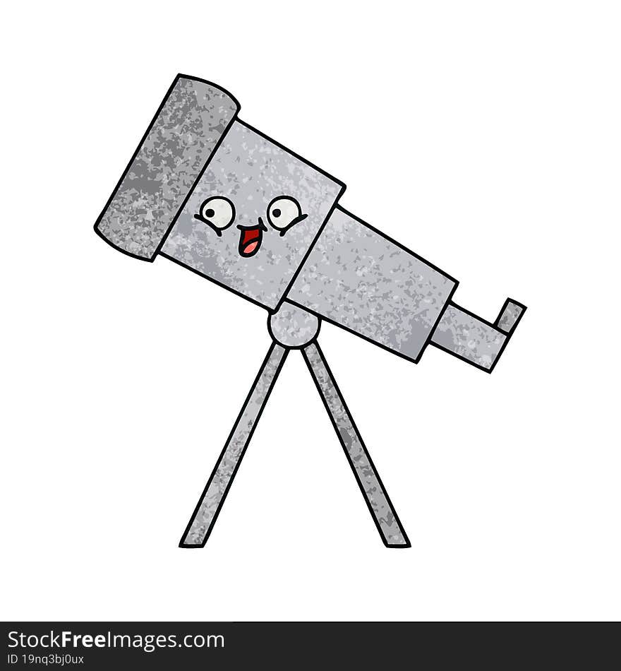 retro grunge texture cartoon of a telescope