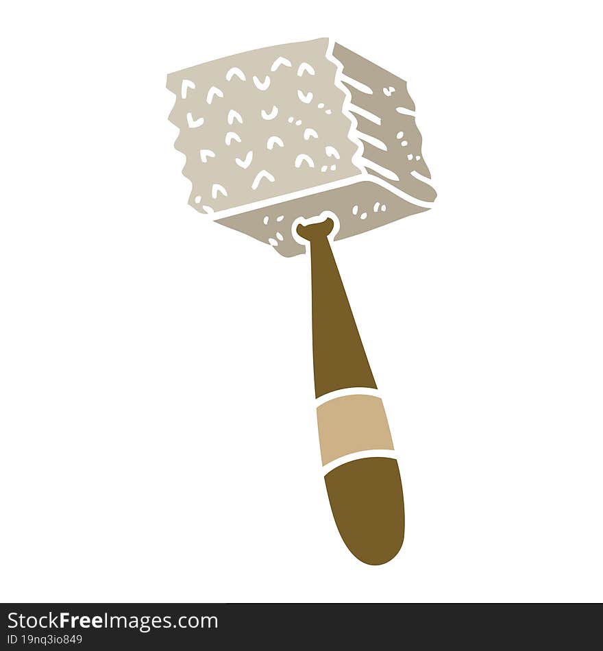 Flat Color Illustration Cartoon Meat Hammer