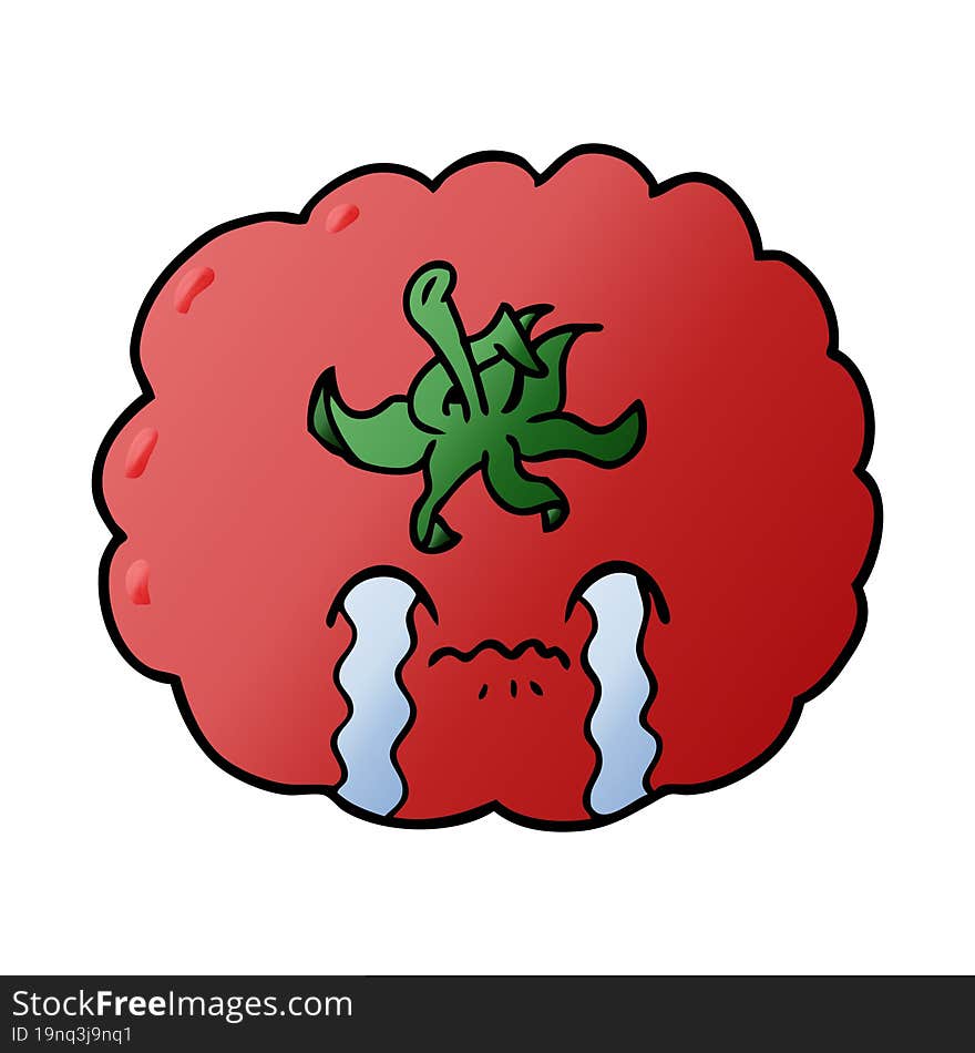 cartoon crying tomato. cartoon crying tomato