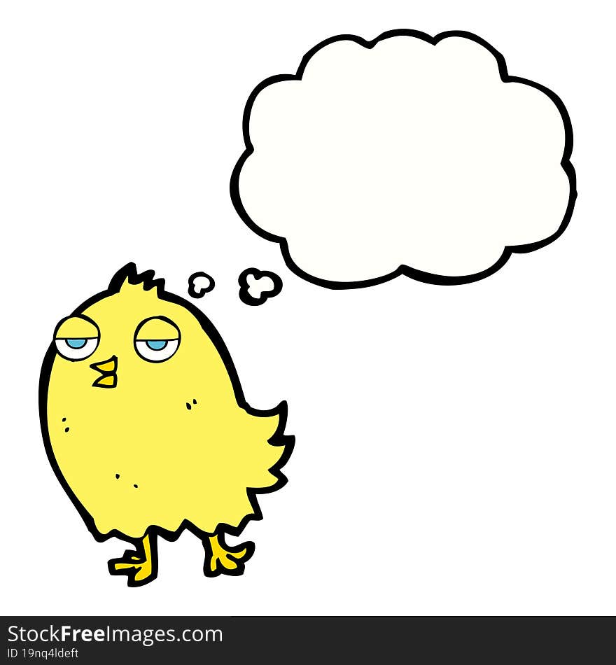 Funny Cartoon Bird With Thought Bubble