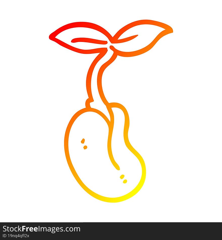 warm gradient line drawing of a cartoon seedling